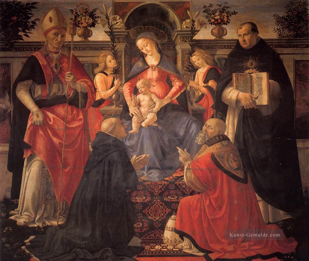 Madonna und Kind inthronisiert zwischen Engeln und Heilig Florenz Renaissance Domenico Ghirlandaio Ölgemälde